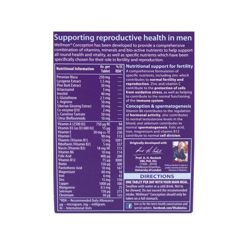 Wellman Conseption vitamiinid meestele 30tbl Kiirtestid.ee